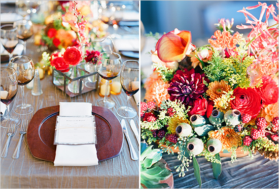 Fall Table Decorations Wine glasses and flowers